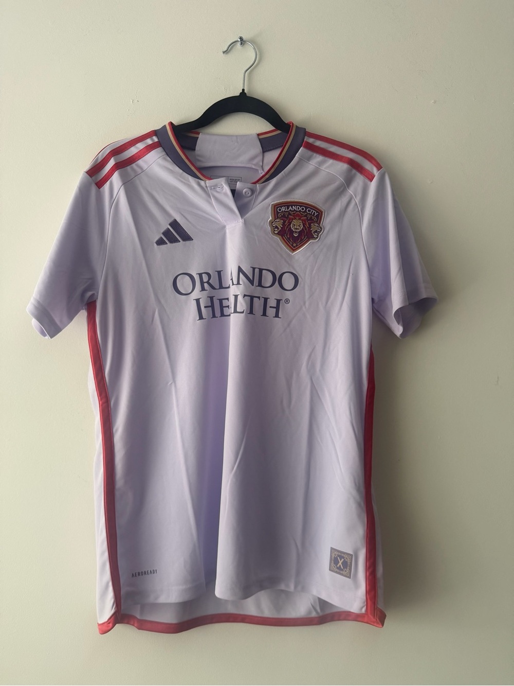 adidas Orlando City Lavender Men’s Soccer Jersey with Pink Trim